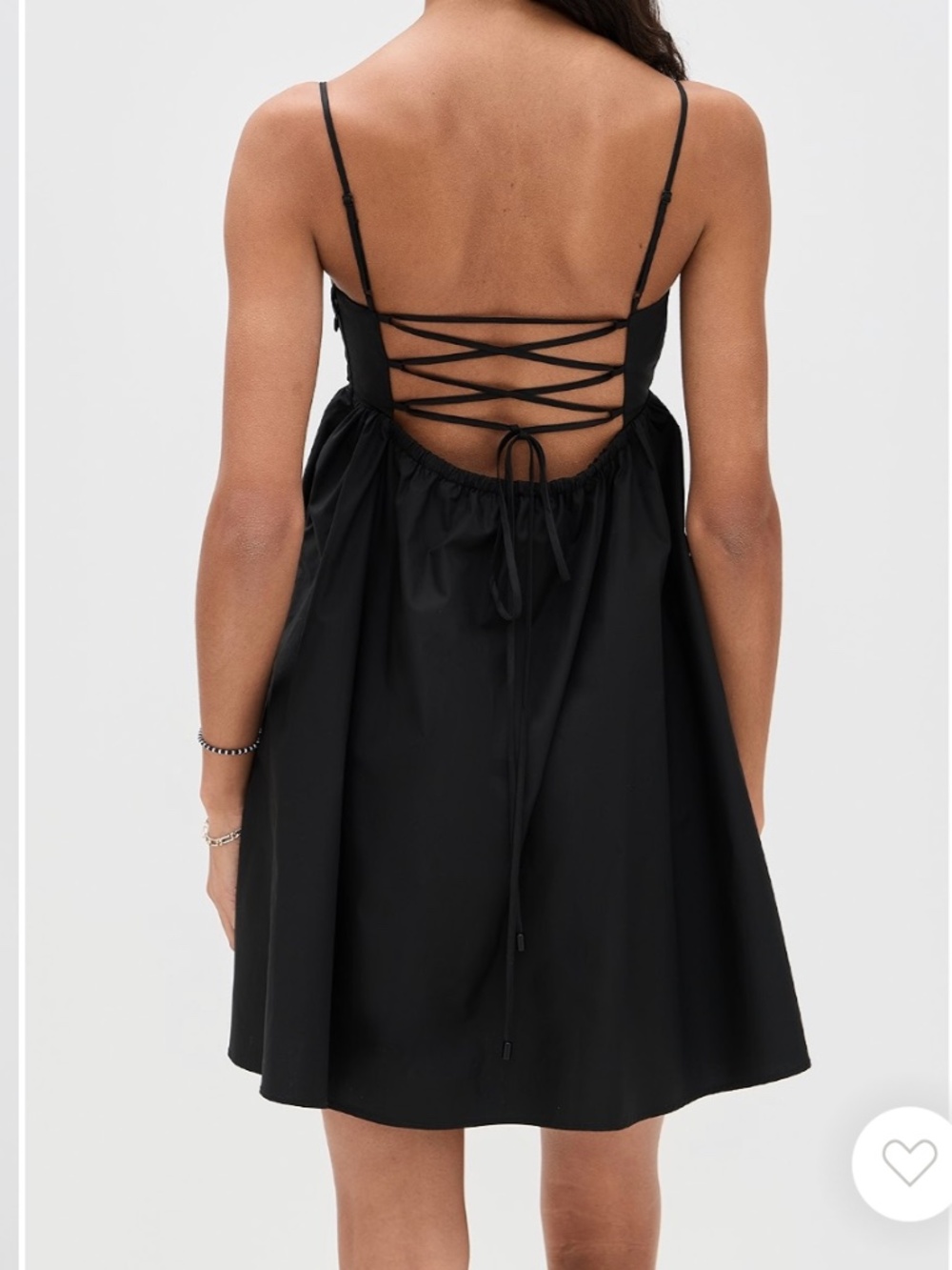 Susana Monaco Cotton Poplin Lace-Up Babydoll Mini Dress Black XL Lightweight NWT - Picture 2 of 16